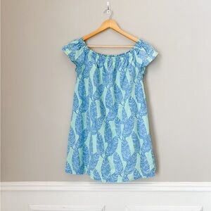 Vineyard vines small dress green blue linen cotton